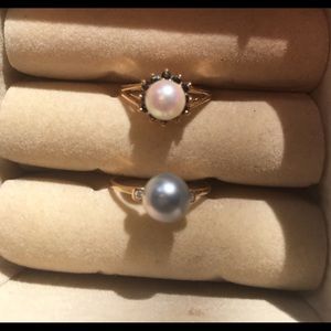 Bundle of Pearl Rings set in Gold